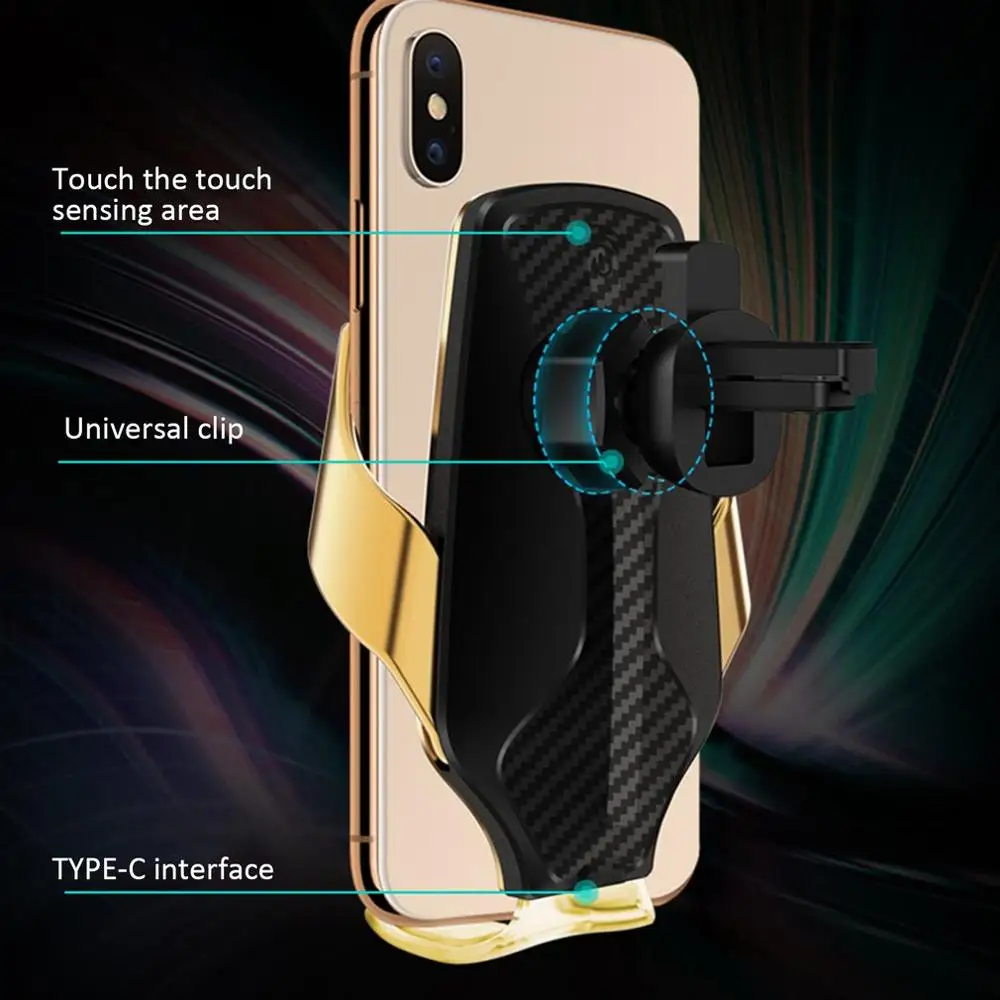  Automatische Spannen Auto Typ C Drahtlose Ladegerät 10W Quick Charge für iPhone 11 Pro XR Huawei Qi
