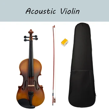 

Standard Violin Fiddle Handcrafted Maple Wood W/ Carrying Case Violin Bow Rosin Beginner Student Use Violin