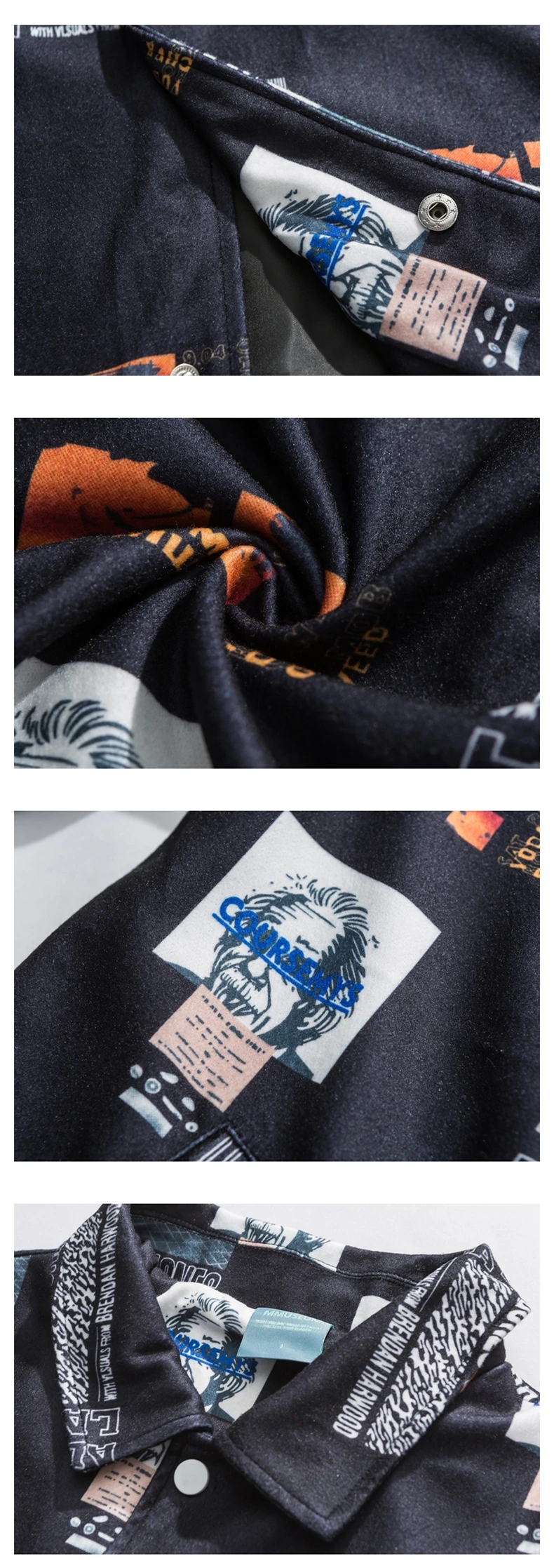 Креативный Забавный принт изображения Эйнштейна кнопки тренера куртки Уличная Хип-хоп Харадзюку Повседневная куртка пальто Модные топы
