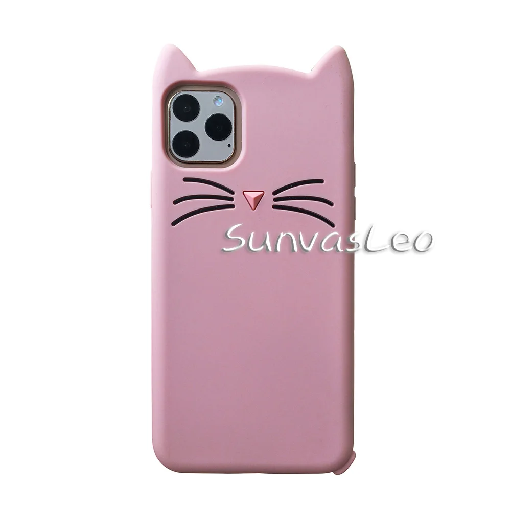 Для iPhone 11/11 Pro/11 Pro Max 3D милый мультфильм животных Мягкий силиконовый чехол на заднюю панель мобильного телефона защитная оболочка - Цвет: Pink Beard Cat