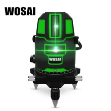 WOSAI зеленый лазерный уровень 5 линий 6 точек лазерный уровень автоматический самонивелирующийся 360 вертикальный и горизонтальный наклон и 532 нм наружный режим
