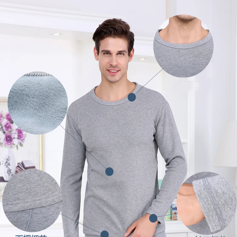 New Thermal Underwear Mens Long Johns Men Autumn Winter Shirt+pants Sets warm Thick Plus Velvet SizeL-2XL