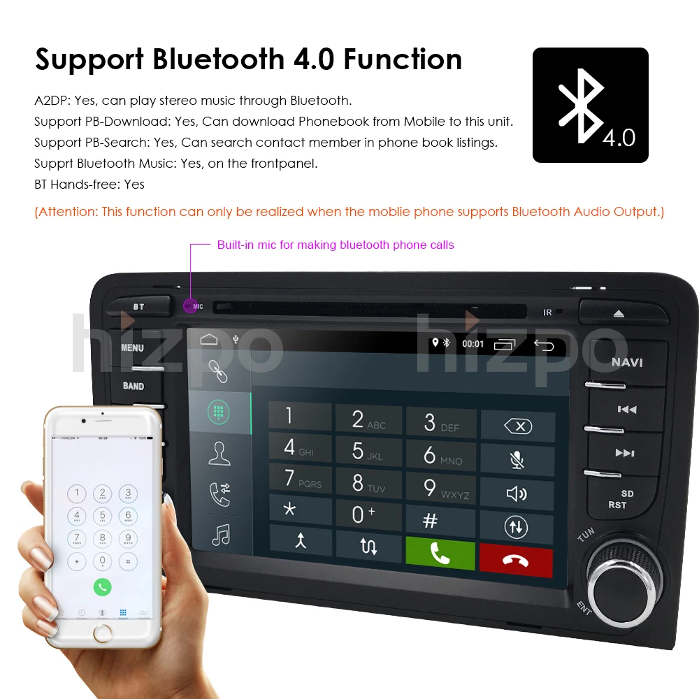 Sale Ossuret Quad core 2 din Android 9.0 Car GPS Navigation for Audi A3 (2003-2011) Stereo AutoRadio Bluetooth WIFI 4G DVD DAB CAM 9