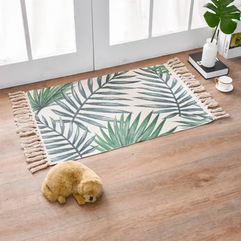

Black And White Rugs- Bohemia Cotton Tassel Rug Hand Woven Braided Doormats Welcome Mat For Front Door Sofa Mattress