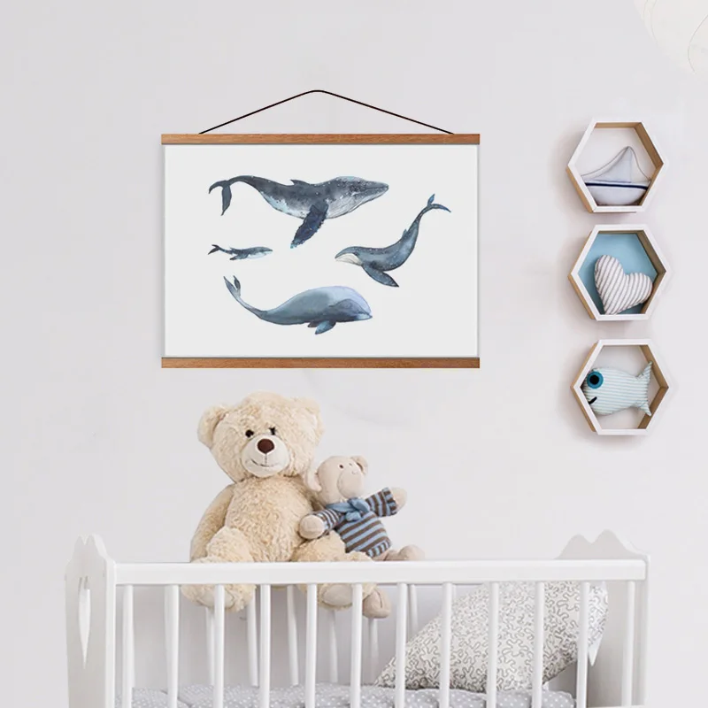 Morden Posters And Prints Kids Room With Magnetic Hanger Frame Animal Lovely Fish Pictures Wall Decor Art 202013 | Дом и сад