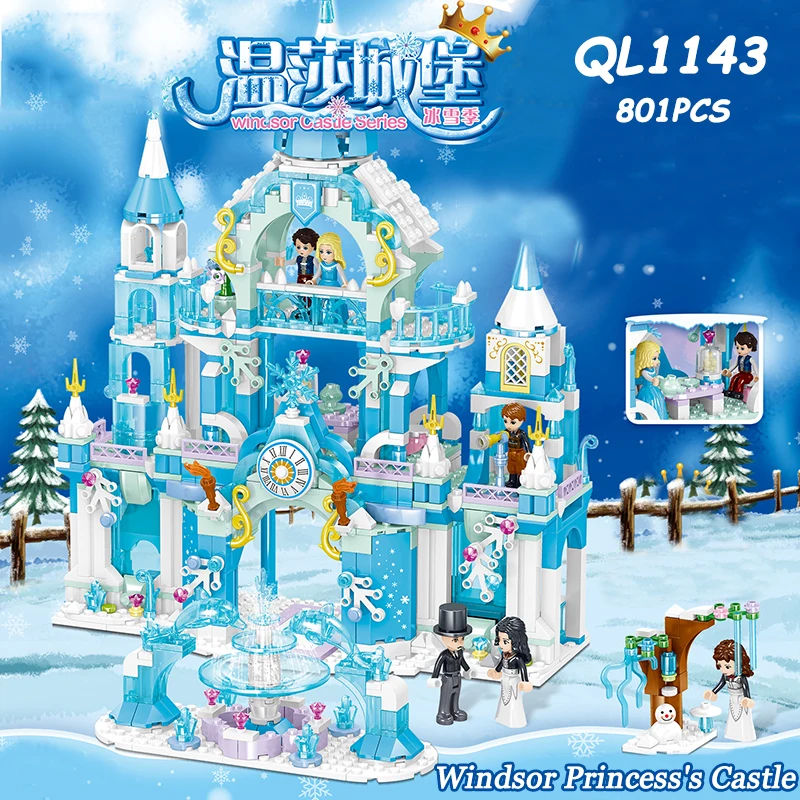 LEGOeings Princess Set Windsor Princess's Ice Castle Romantic Model 801pcs Blocks Toys kids Legoeings Friends Figures Girl Gift