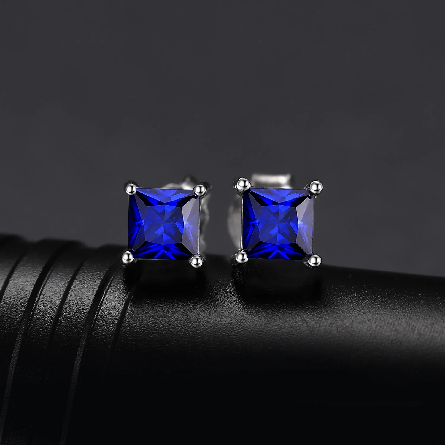 Jewelrypalace квадратный 0.8ct blue Создано sapphire 925 серебро Серьги-гвоздики для Для женщин подарок Красивые ювелирные изделия