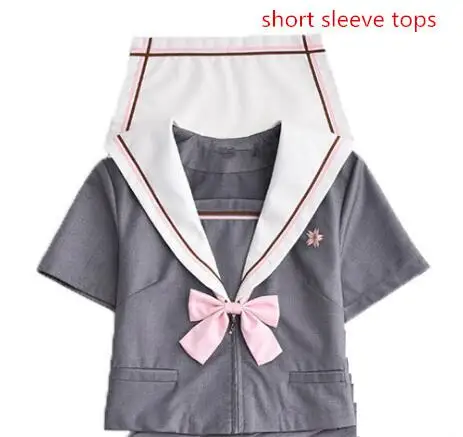 Новое поступление японский Jk наборы школьная форма для девочек розовый вышивка осень старшеклассницы женские новые матросские Костюмы униформы XXL - Цвет: short sleeve tops
