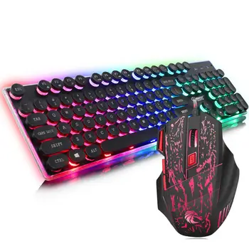 

J40 Rainbow Backlit Gaming Keyboard Set Colorful luminous gaming mouse wired keyboard
