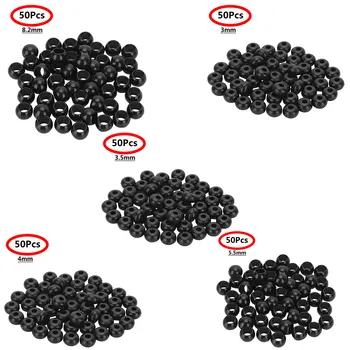 

50Pcs Black Hardened Plastic Copper Ball Crimp End Beads 3 3.5 4 5.5 8.2mm Stopper Spacer Beads For DIY Jewelry Making Findings