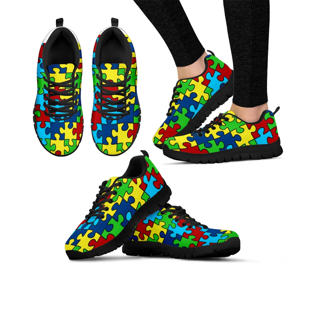 

ELVISWORDS Men Shoes Geometric Puzzle Cusual sneakers Print on demand Spring autumn breathable Black Lace-up Male Shoe sneakers
