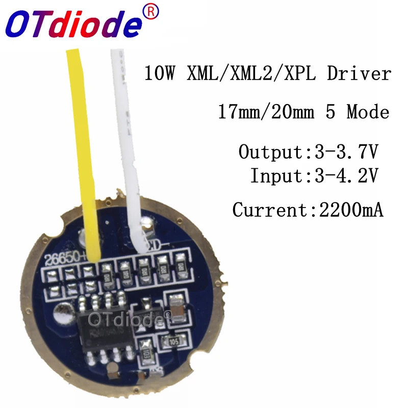 1PCS 10PCS xml led XPL xml2 led T6 U2 driver 17mm 20mm 3-4.2V 2.2A 5 ...