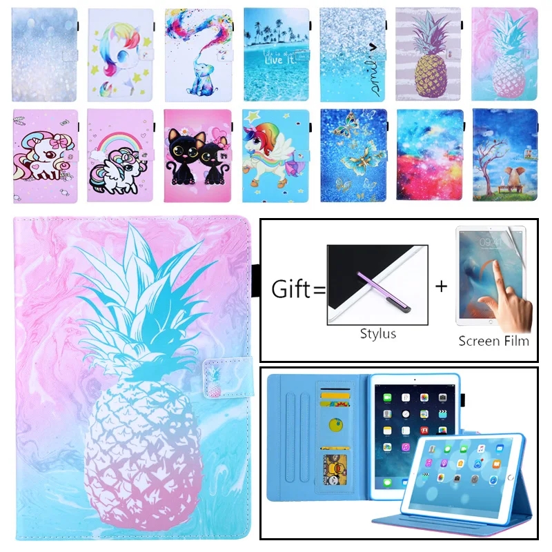 

For iPad 10.2 2019 Smart Case for Apple iPad 7th Generation A2200 A2198 Cartoon Unicorn Cover Funda Skin Card Slot Stand Shell