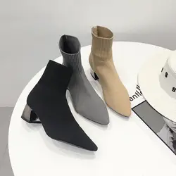 Ботинки на среднем каблуке; женская обувь; сезон осень; роскошные дизайнерские ботинки на шнуровке; женская обувь; коллекция 2019 года; модная