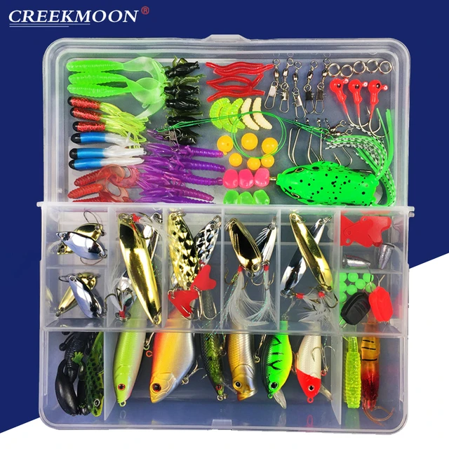 106-28Pcs Hot Fishing Lure Kit Mixed Plastic Metal Soft Lure Set