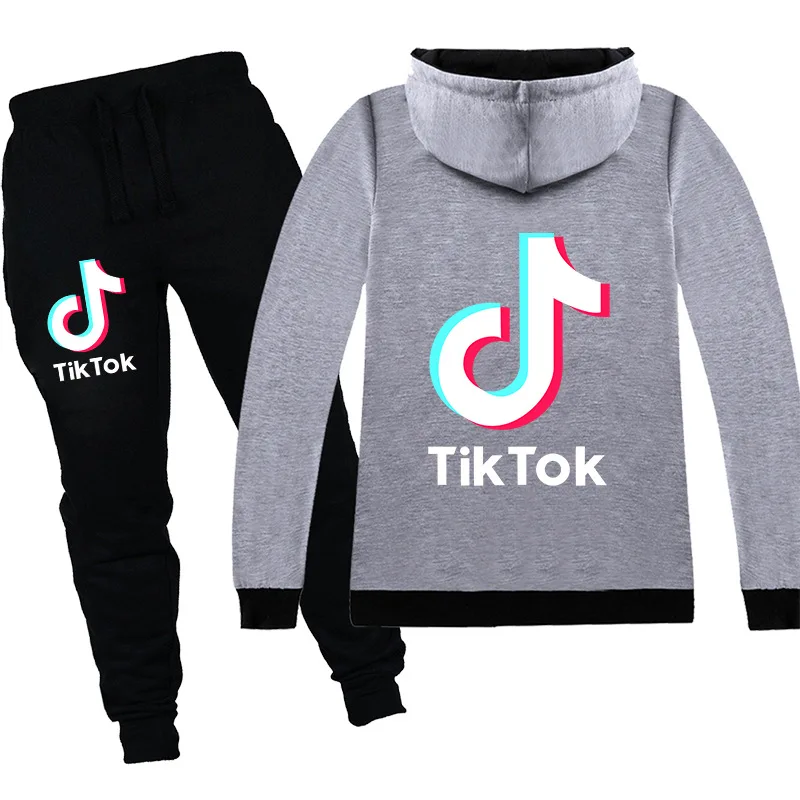 PC1244-gray TikTok/комплекты для детей хлопковая футболка с длинными рукавами и капюшоном для мальчиков, 2 предмета, с изображением легенд Веном - Цвет: PC1244-gray