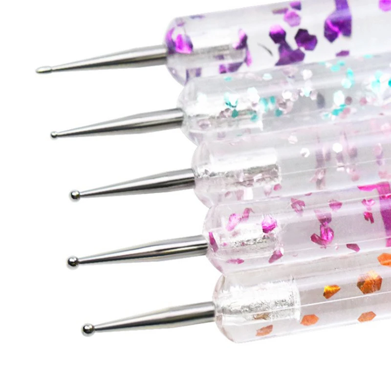 Nail Art Dotting Pens 5pcs Nail Art Dotting Pens 2 Ways Drill Point Tools Dot Marbleizing Painting Drawing Polish