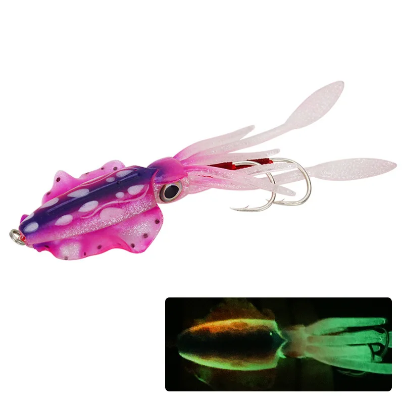 Fishing Lure Double Hook Squid Bait Glow-in-the-dark Baits 15cm60g Simulated False Deep Sea Soft Tackle Accessory | Спорт и