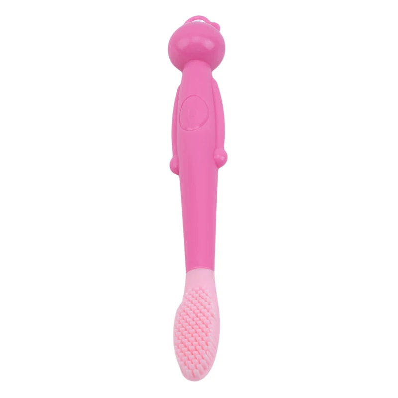 Профессиональная мультяшная силиконовая детская пластиковая зубная щетка мягкая моющаяся мягкая щетка для чистки зубов детская учебная зубная щетка - Цвет: pink