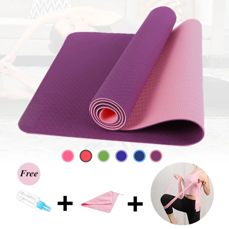 6MM Yoga Mats Fitness Non Slip Double Colors Safe to Use for Beginner