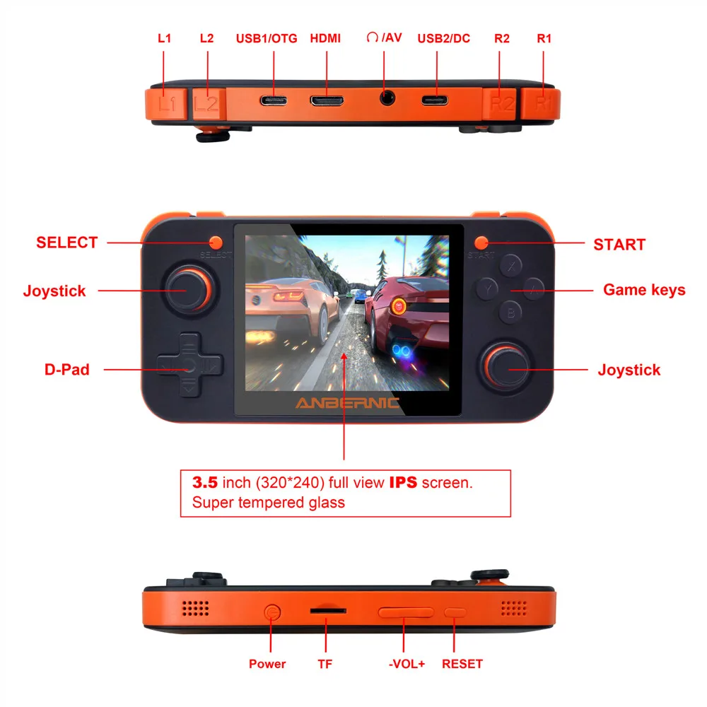  RG350 Retro Game Console 3.5 inch IPS Screen 32GB 10000+ games ps1 game 64bit opendingux 18 Emulato