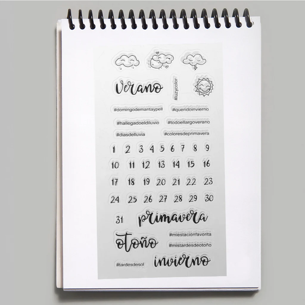Испанский Погодный календарь, Силиконовая печать, штамп, сделай сам, скрапбукинг, фотоальбом, Декор