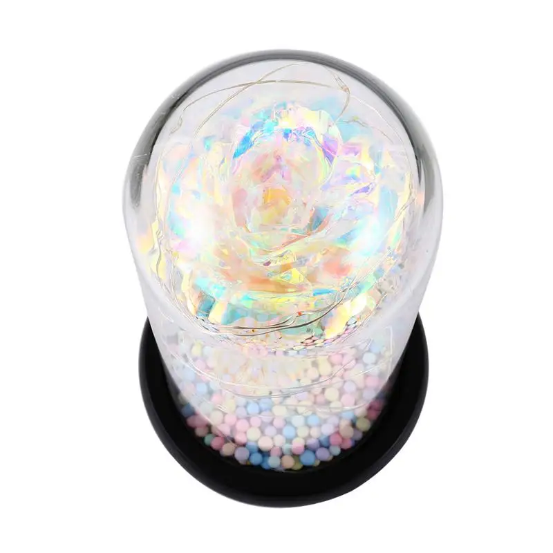 20LED креативный ночник цветной золотой фольги розы стеклянная крышка купол украшение батарейный медный провод сказочные гирлянды