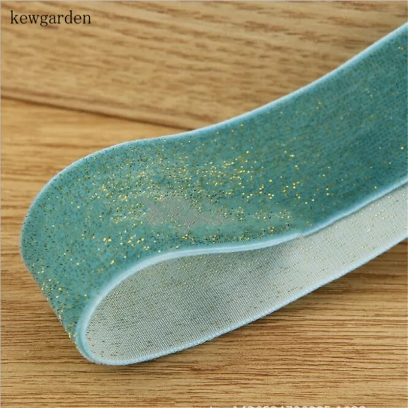 Светло-зеленый Kewgarden яркие флокированные блестящие бархатные ленты " 25 мм вручную изготовленная лента DIY бант в качестве аксессуара атласная тканевая лента для упаковки 10 ярдов - Цвет: Светло-зеленый