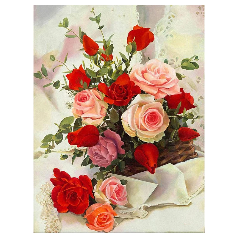 

Diy Diamond Painting Kit Diamond Rose Picture Of Rhinestone Flower Fashion Gift