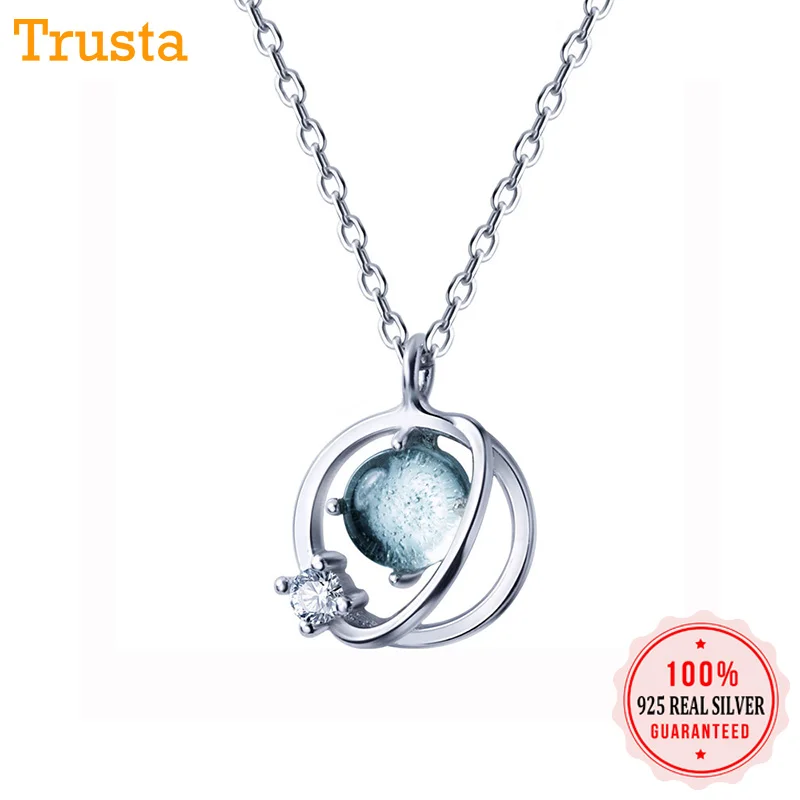 Trustdavis 100% 925 пробы серебряные ювелирные изделия Вселенная планета камень кулон