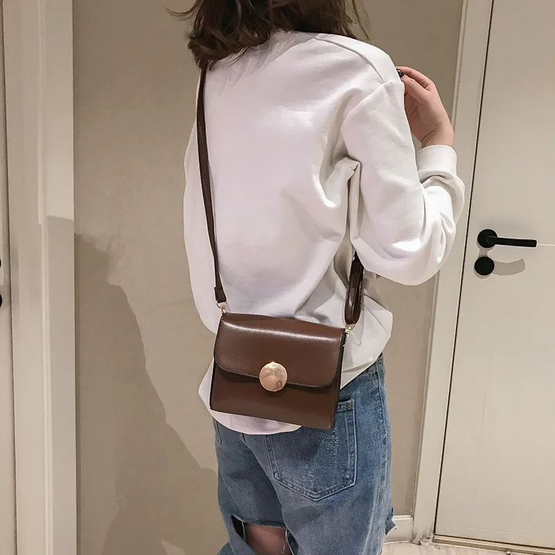 

Korean-style Bag Women's 2018 New Style Solid Color Square Bag Simple Versatile Shoulder Square Sling Bag Casual Shoulder Bag Fa