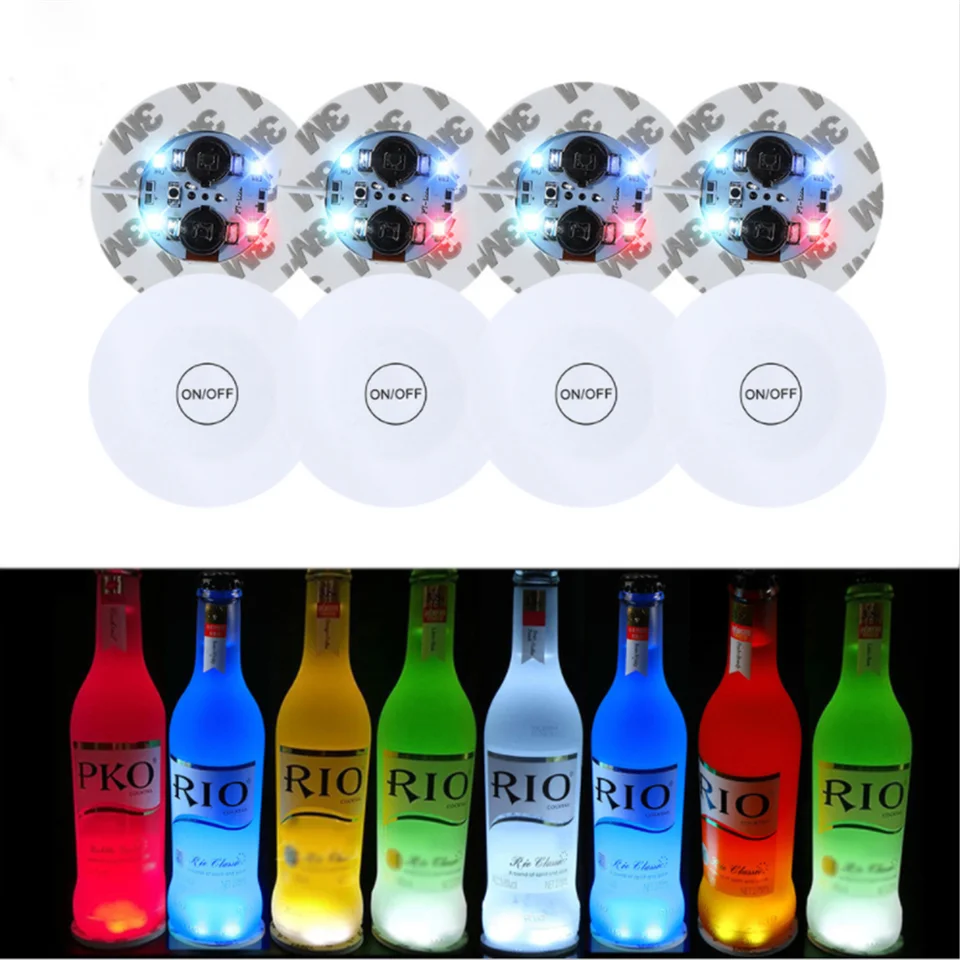 5/10Pcs Mini Glow Coaster LED Trinken Tasse Matte Flasche Licht Aufkleber  Festival Nachtclub Bar Party Vase Dekoration LED Glorifier