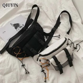 

Qiuyin Korean Shoulder Bag Streetwear New Chic Bag Women's Waist Bag Nylon Oxford Cloth Large Hip Hop Bag Retro Zip Security Bum