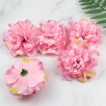 

Lulang 11cm Pink Peony Fake flowers heads in Bulk Silk Flower Dahlia Rose Artificial Flower Head for Wedding party prom DIY 5pcs