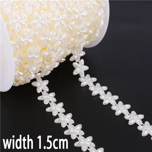1.5CMx2M 1/1. 5/2 м/уп.; многоразмерные х из пластика ABS, имитация слоновой кости жемчужные бусы отделкой цепочкой для DIY Свадебная вечеринка украшения Костюмы аксессуары для рукоделия - Цвет: 1.5CMx2M