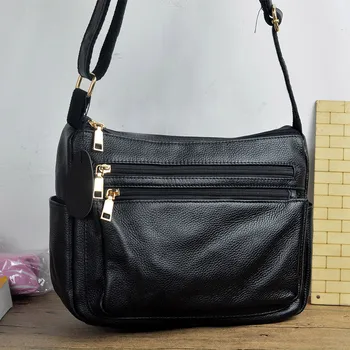 

Women Genuine Leather Messenger Bag Female Soft Cowhide Leather Crossbody Bag for Women 2019 Ladies Luxury Travel Handbag Bags