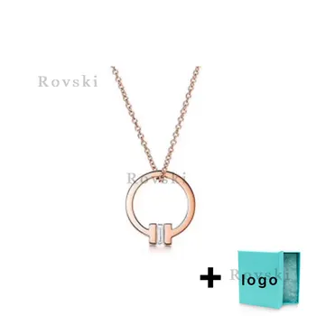 

XL TFX Rllen sterling silver rose gold double T ring necklace is perfect for ladies party jewelry wholesale free shipping.