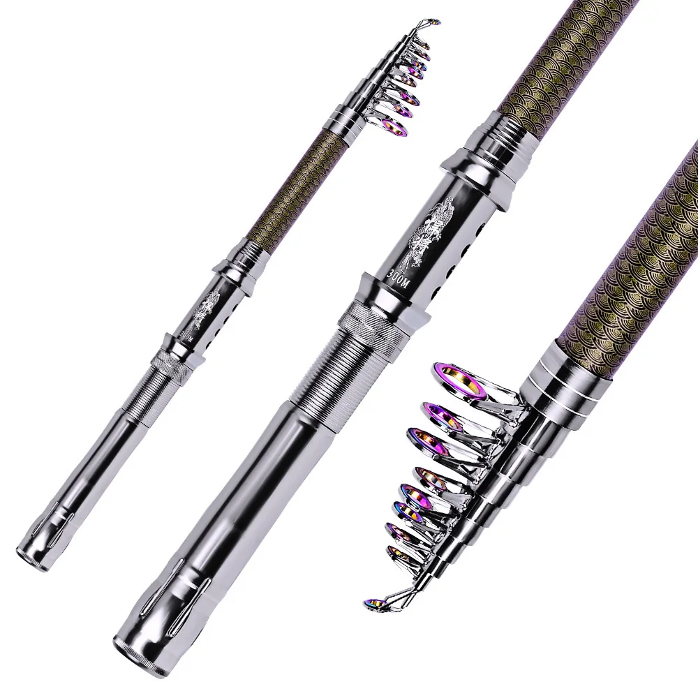 

Rooxin Carbon Fishing Rod 6-10 Section Telescopic Fishing Lure Rod 1.8m-3.0m Throw Pole Boat Rock Fishing Tackle Feeder Rod