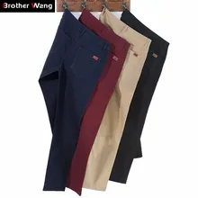 Большие размеры 40 42 44 46 мужские повседневные штаны Бизнес Мода хлопок эластичный тонкий мужской комбинезон прямые хаки брюки мужские
