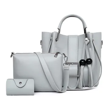 

Bucket Bag Female New Handbags Tassel Women Single Shoulder Bag 3 PCS/SET Composite Bag Mother Bags for Women