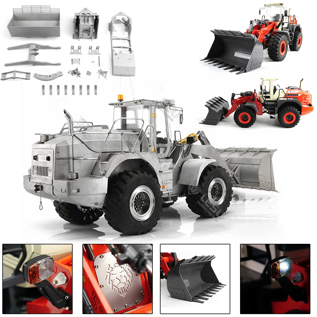 US $5.299.99 LESU 115 4WD L574 Remote Control Hydraulic Loader Model Wheeled Engineering Forklift For Children Educational Toys KIT Version