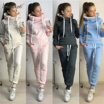 

2 Piece Set Women Winter Plus Size Female Set Tracksuit Black Casual Outfits for Women Elegant Fashion Pants Sets Hooded Sweater