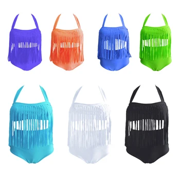

Women Sexy Plus size Tassel Swimsuit Summer Female Beach One-piece Halter Bikini Suit Large Size Solid Tassel Swimwear L/XL/XXL