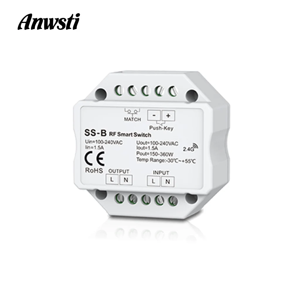 

Triac Light Switch 220V 110V 230V AC 2A 480W 2.4G RF Wireless Remote Touch ON/OFF Smart LED Light Switch SS-B for LED Bulb Lamp