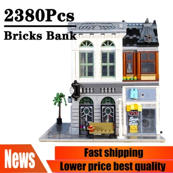 

Free Shipping Brick Bank Building Blocks Block Set 2413pcs Creator Series City Street Model Bricks Toys Gift For Children 10251