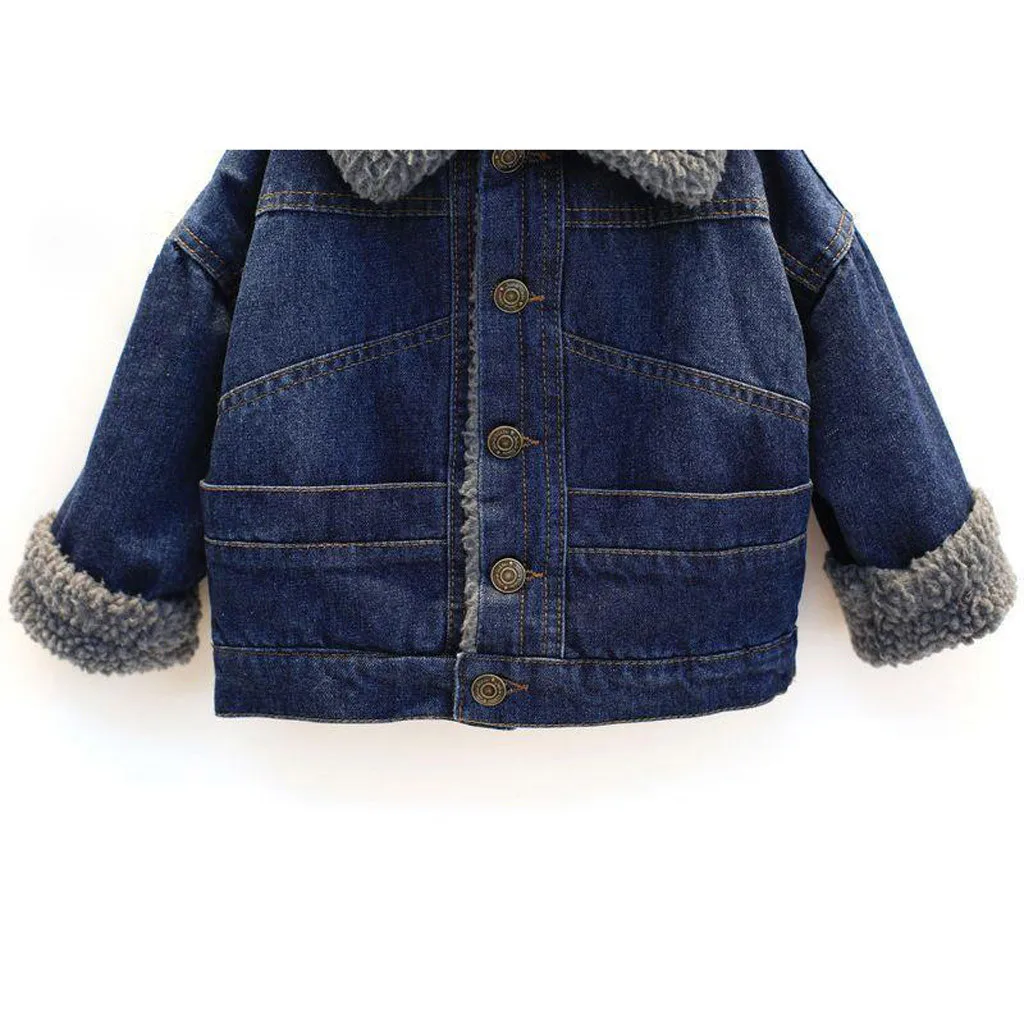 Toddler Kids Baby Denim Jacket Children's Autumn And Winter Thick Coat Fashion Clothes Kids Clothes winterjas roupa infantil