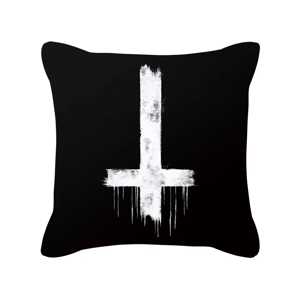 Punk Style Cushion Cover Skull Print Office Sofa Car Pillow Case Home Decor Throw Pillow Cover Outdoor Square Pillowcase45x45cm