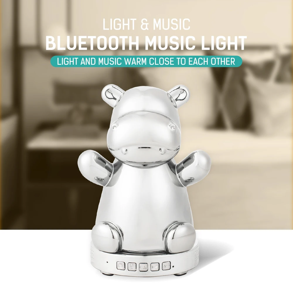 Mini Bluethooth Music Night Light Novety Hippotamus Colorful LED Desk Lamp DC5V 1W Lighting for Kids/Children | Лампы и освещение