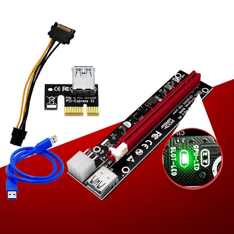 PCI-E Riser 1 to 4 USB 3.0 Card Hub PCI Express X16 Riser Adapter For Bitcoin ETH Mining 4 Port USB3.0 PCI Express X4 Riser Card