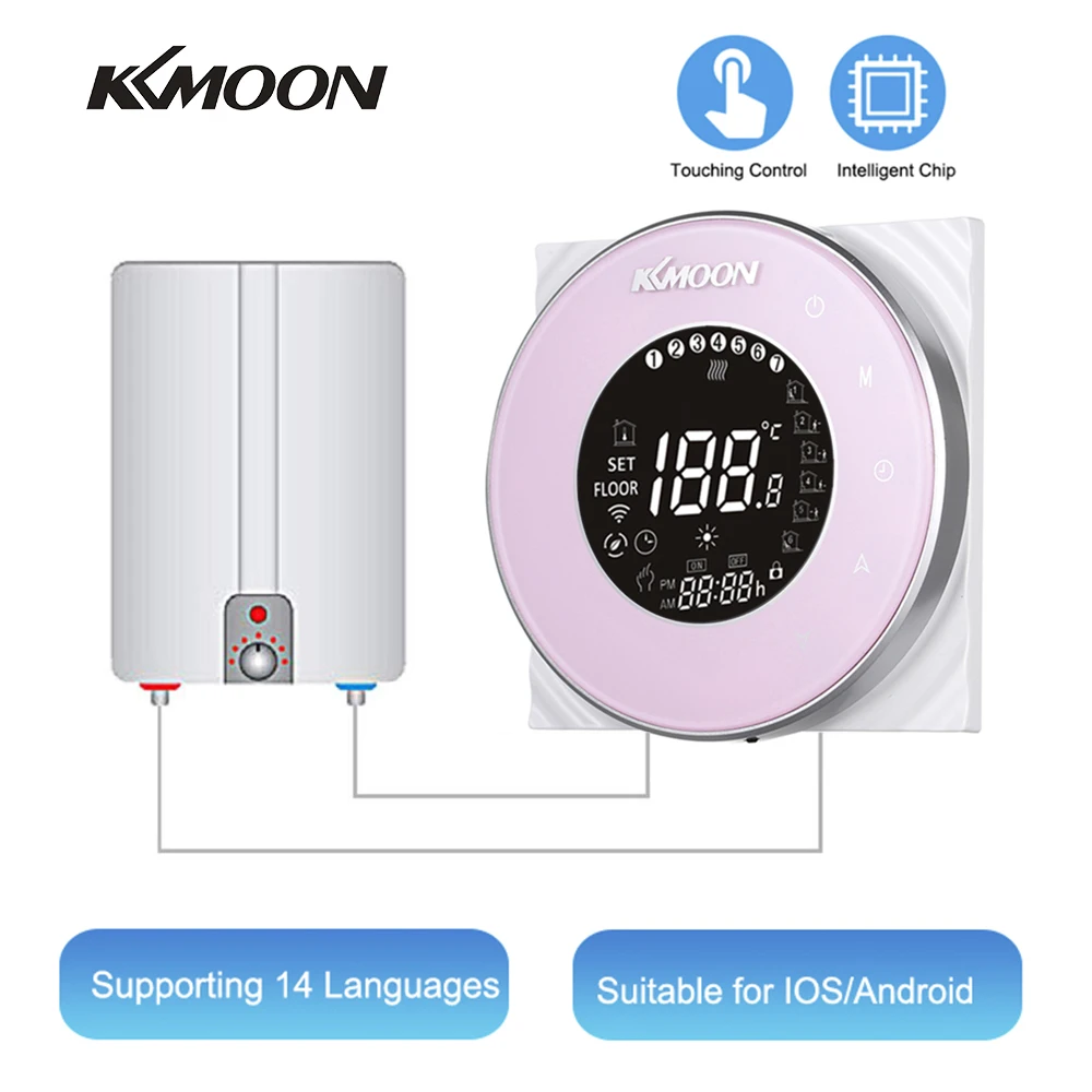 KKmoon Умный Цифровой водо-газовый котел термостат с подогревом Wi-Fi Голосовое управление сенсорный ЖК-дисплей комнатный регулятор
